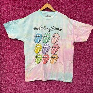The Rolling Stones Hot Lips Pop Art Rock Pastel Tie Dye XL